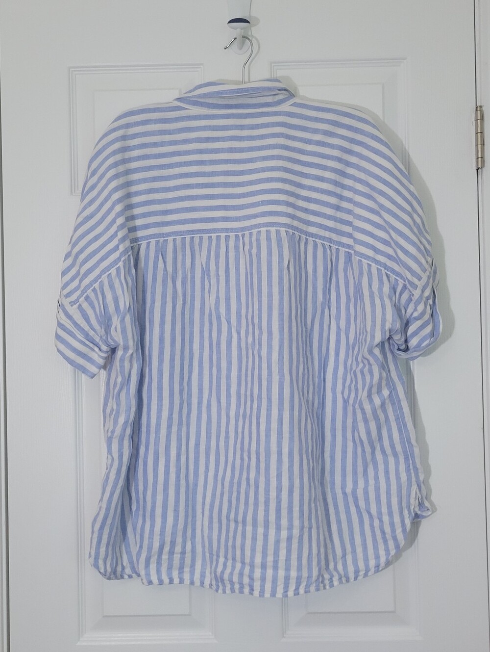 J Crew Relaxed Short-Sleeve Baird McNutt Irish Linen Shirt Stripe Plus Size 2x - Picture 9 of 9